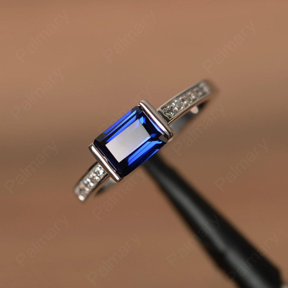 East West Emerald Cut Sapphire Rings - Palmary