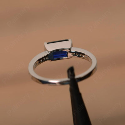 East West Emerald Cut Sapphire Rings - Palmary