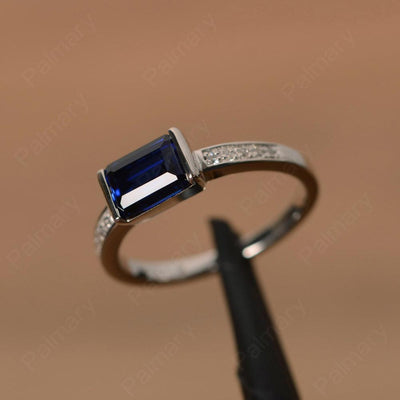 East West Emerald Cut Sapphire Rings - Palmary