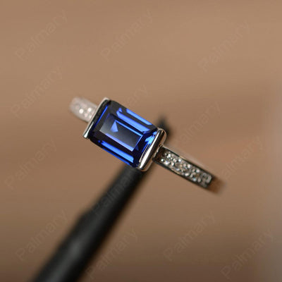 East West Emerald Cut Sapphire Rings - Palmary