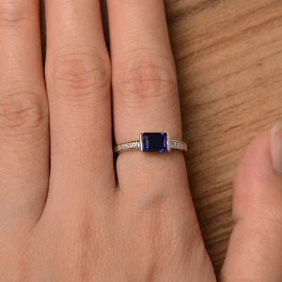 East West Emerald Cut Sapphire Rings - Palmary