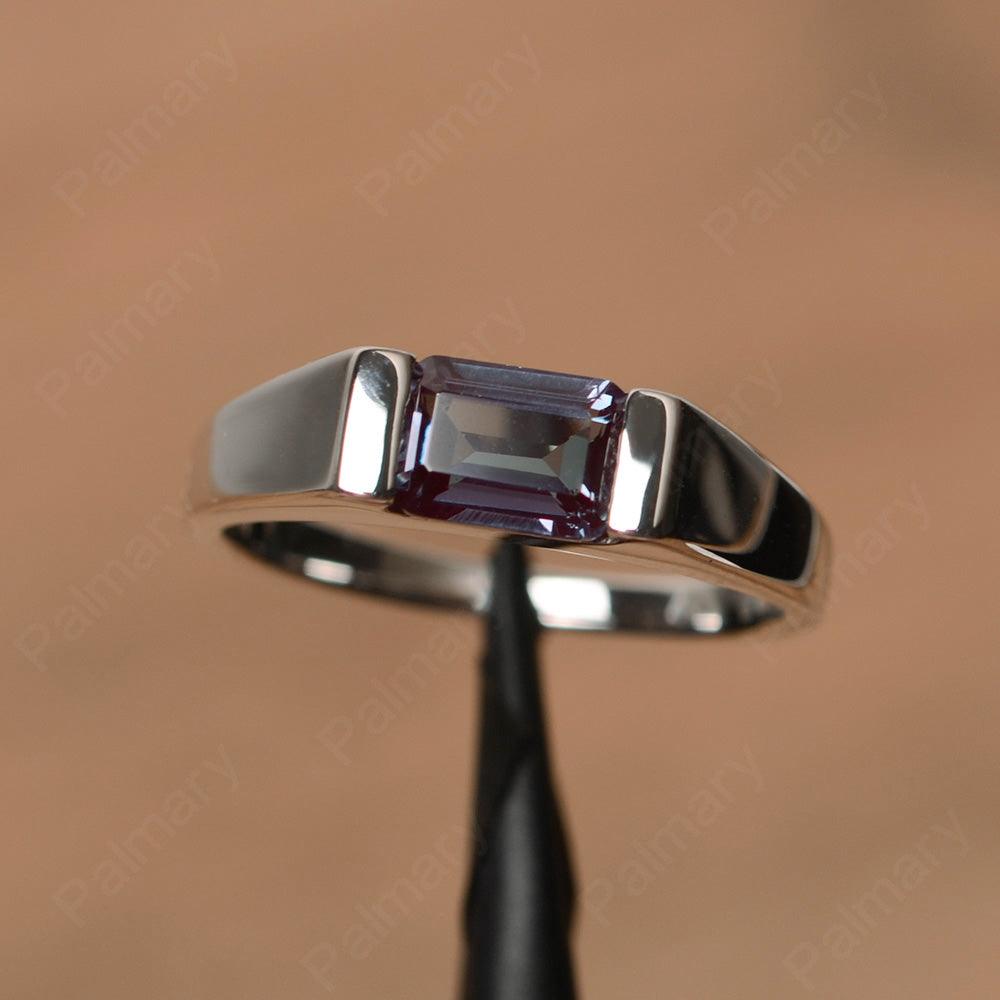 Emerald Cut Alexandrite Solitaire Rings - Palmary