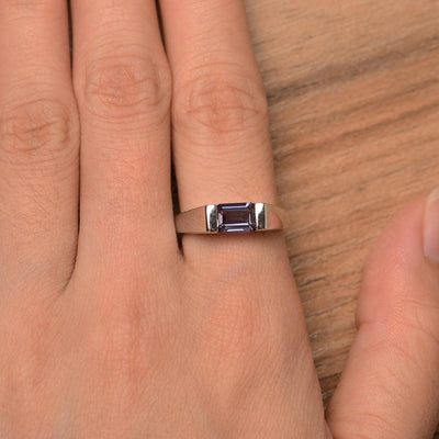 Emerald Cut Alexandrite Solitaire Rings - Palmary