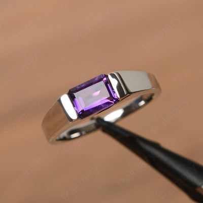 Emerald Cut Amethyst Solitaire Rings - Palmary