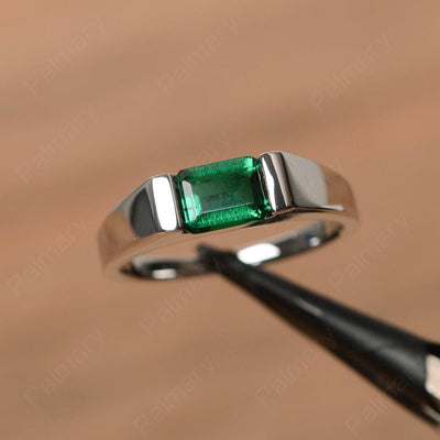 Emerald Cut Emerald Solitaire Rings - Palmary
