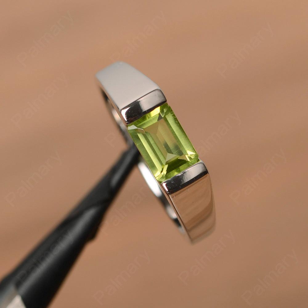 Emerald Cut Peridot Solitaire Rings - Palmary