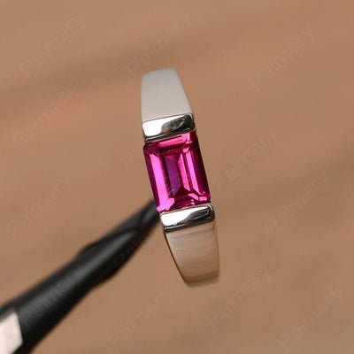 Emerald Cut Ruby Solitaire Rings - Palmary