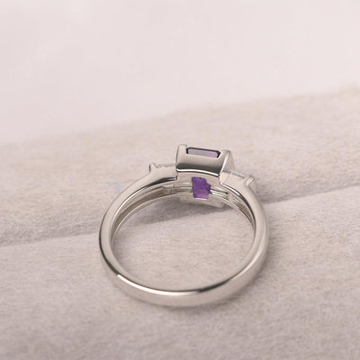 Three Stone Emerald Cut Amethyst Rings - Palmary