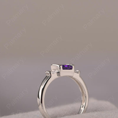 Three Stone Emerald Cut Amethyst Rings - Palmary