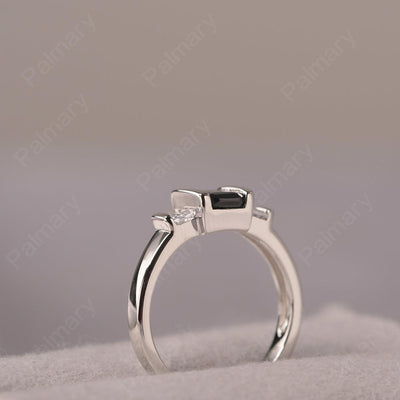 Three Stone Emerald Cut Black Spinel Rings - Palmary