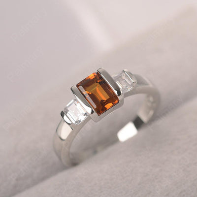 Three Stone Emerald Cut Citrine Rings - Palmary