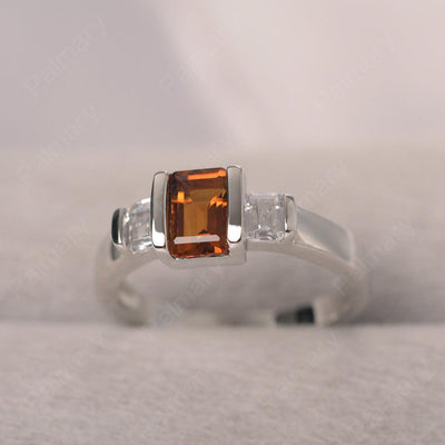 Three Stone Emerald Cut Citrine Rings - Palmary