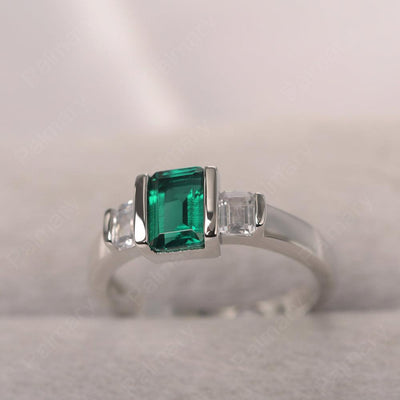 Three Stone Emerald Cut Emerald Rings - Palmary