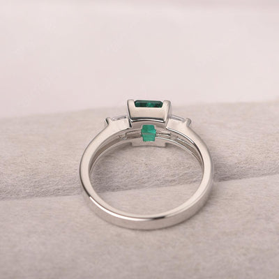 Three Stone Emerald Cut Emerald Rings - Palmary