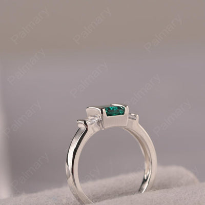 Three Stone Emerald Cut Emerald Rings - Palmary