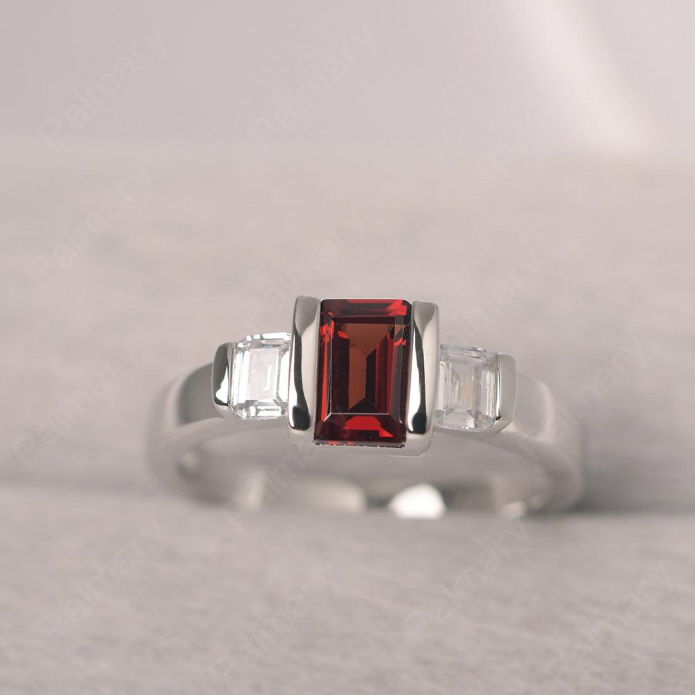 Three Stone Emerald Cut Garnet Rings - Palmary