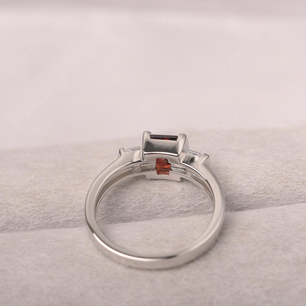 Three Stone Emerald Cut Garnet Rings - Palmary