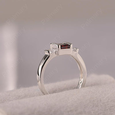 Three Stone Emerald Cut Garnet Rings - Palmary