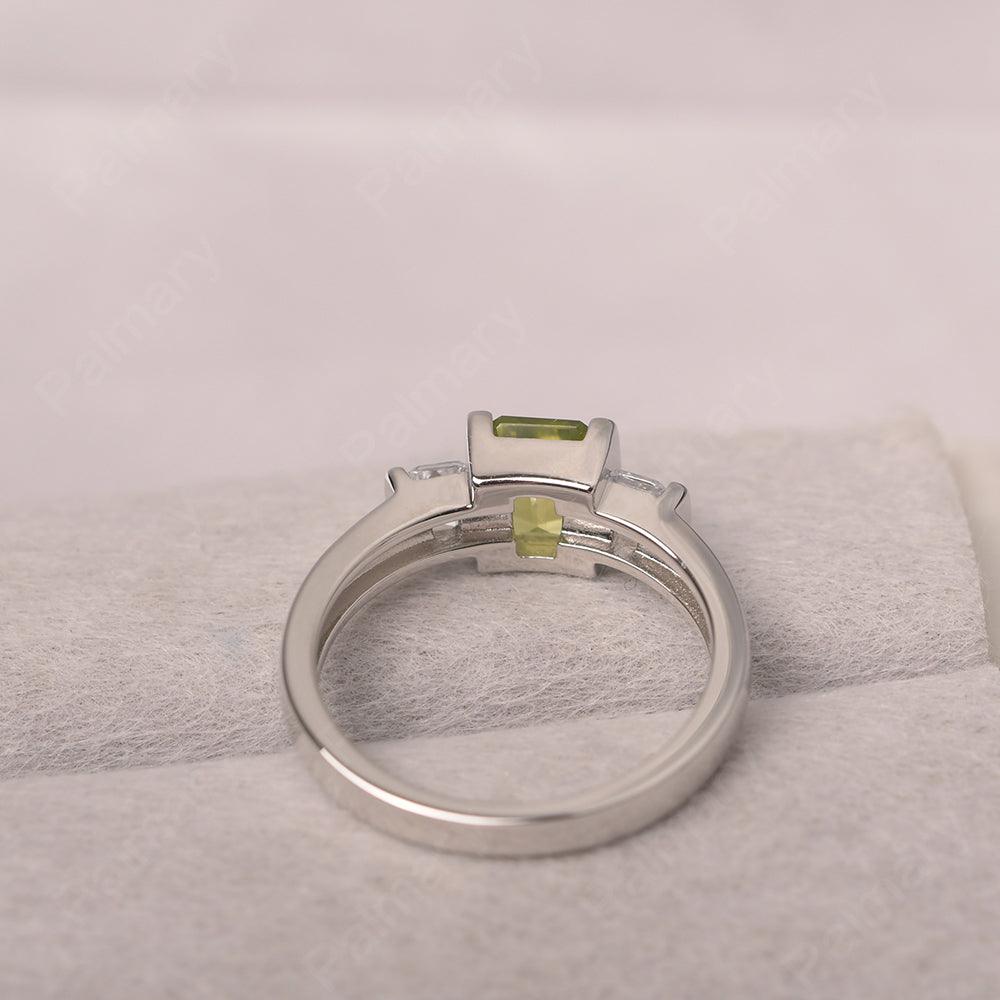 Three Stone Emerald Cut Peridot Rings - Palmary