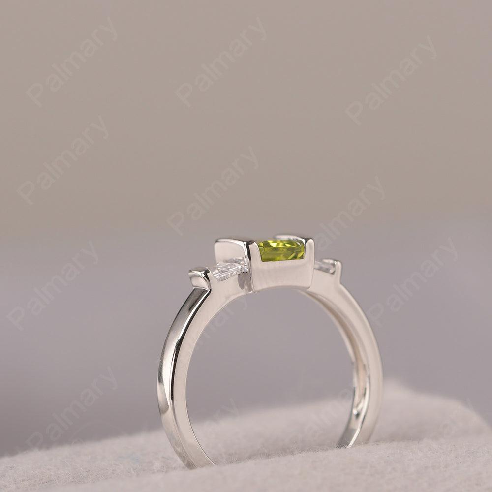 Three Stone Emerald Cut Peridot Rings - Palmary