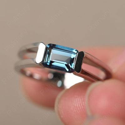 East West Emerald Cut Alexandrite Solitaire Ring - Palmary