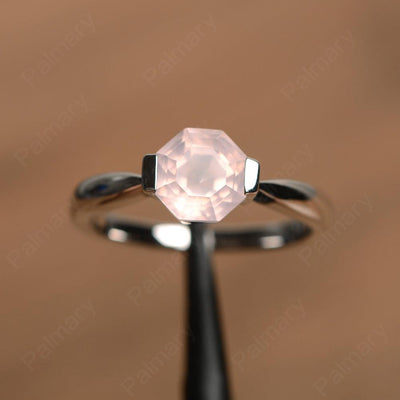 Octagon Cut Rose Quartz Rings - Palmary