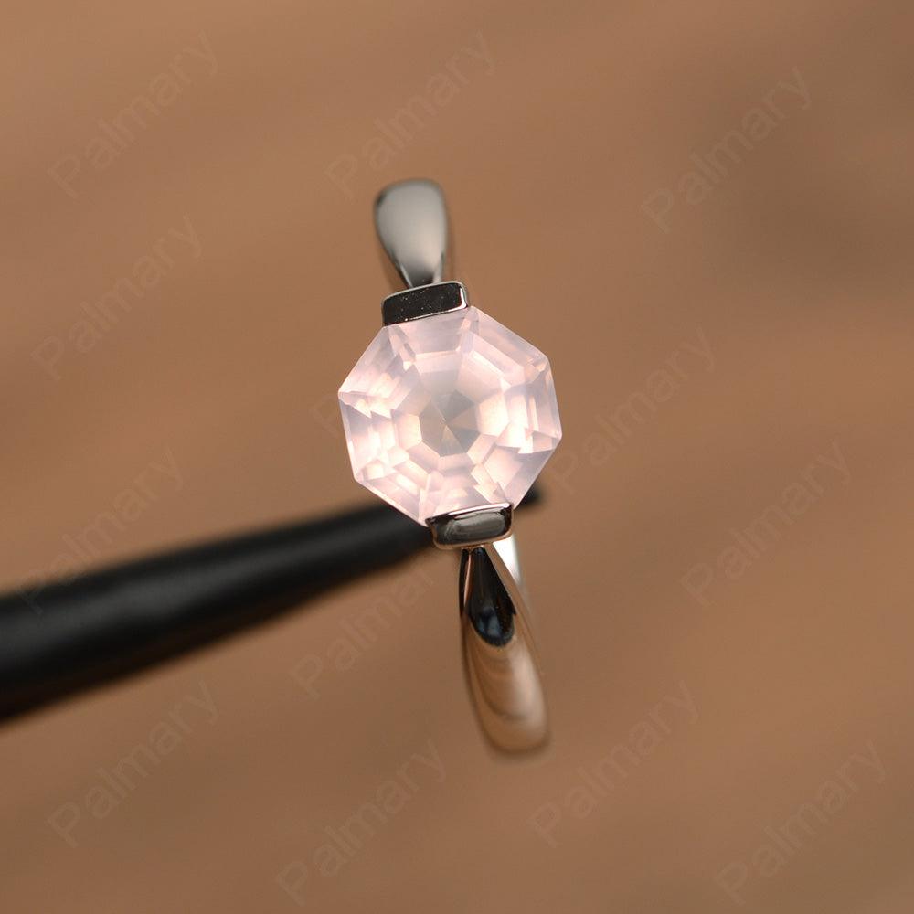 Octagon Cut Rose Quartz Rings - Palmary