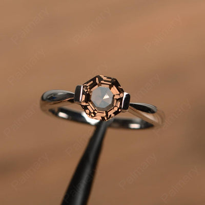 Octagon Cut Smoky Quartz  Rings - Palmary