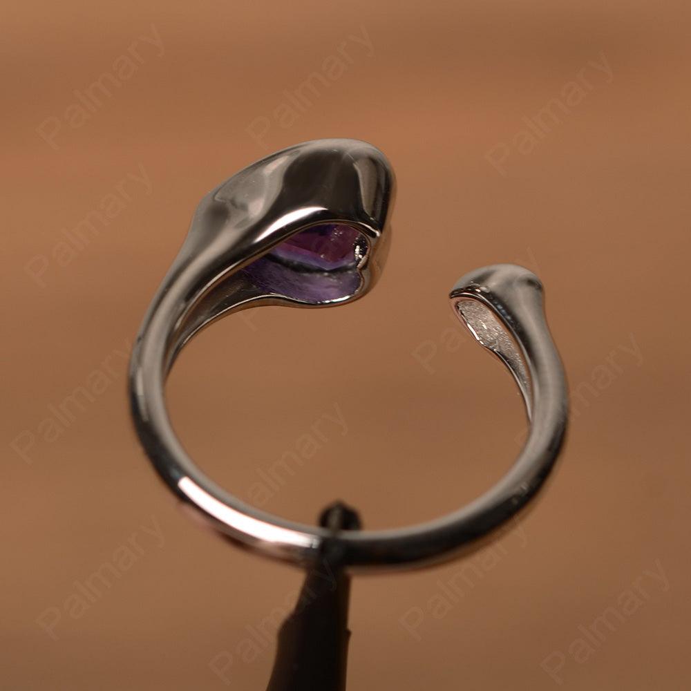 Heart Shaped Amethyst Open Rings - Palmary