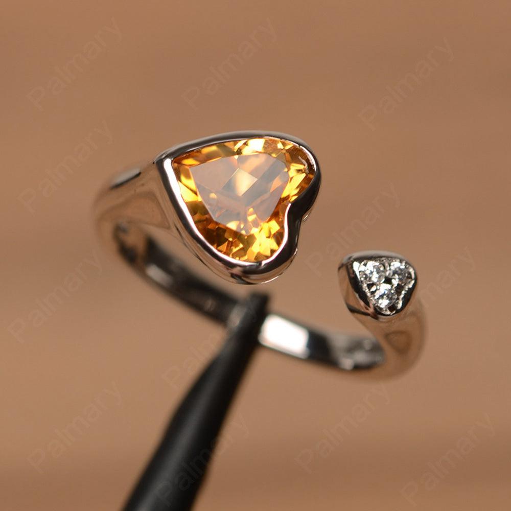 Heart Shaped Citrine Open Rings - Palmary