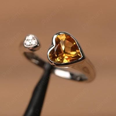 Heart Shaped Citrine Open Rings - Palmary