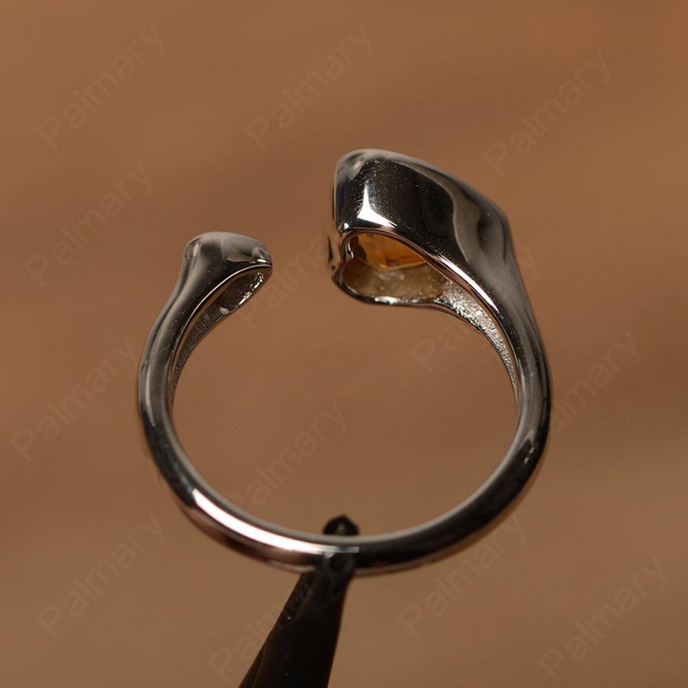 Heart Shaped Citrine Open Rings - Palmary