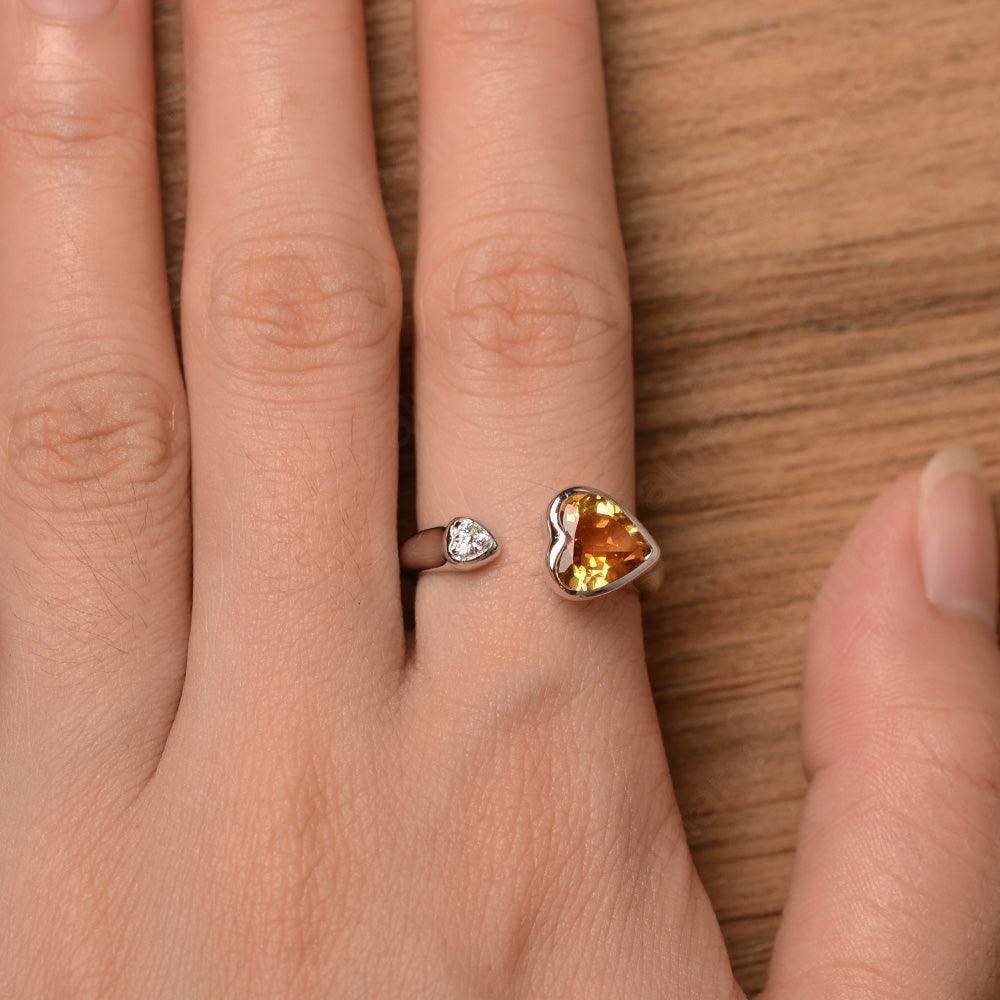 Heart Shaped Citrine Open Rings - Palmary