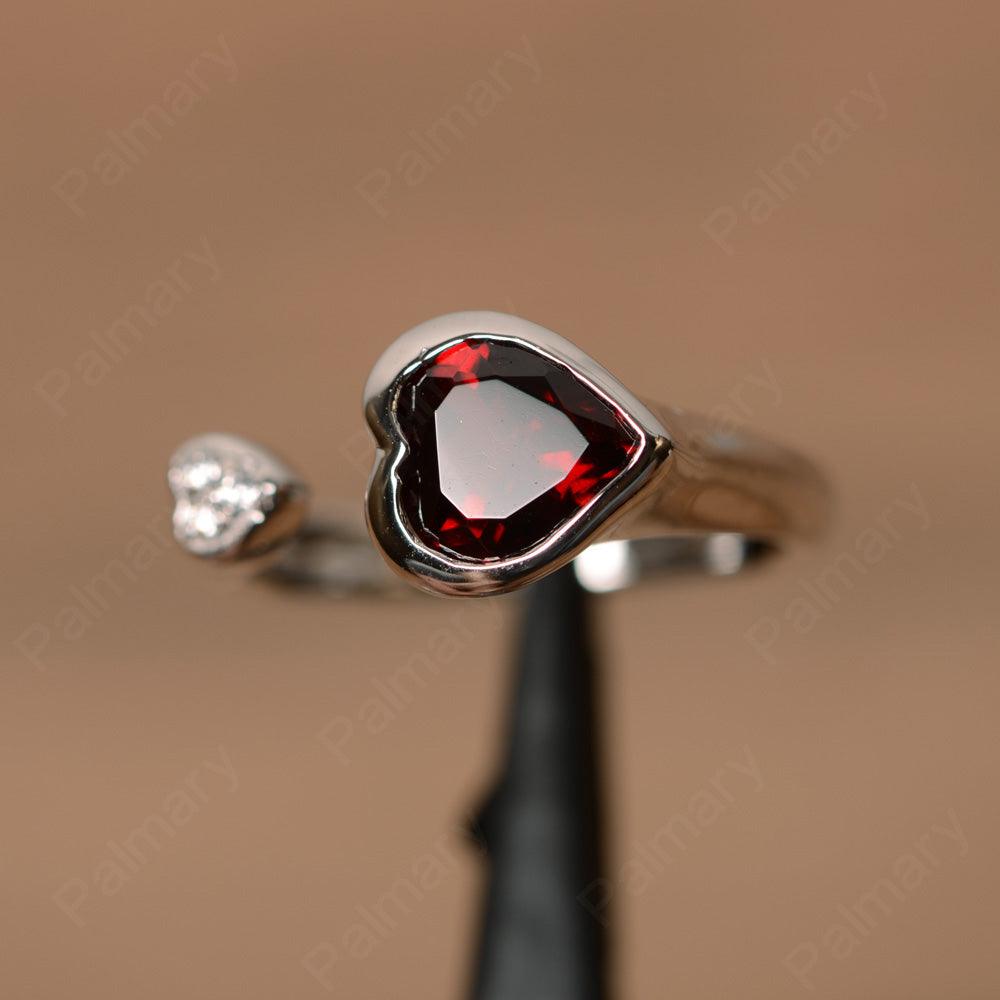 Heart Shaped Garnet Open Rings - Palmary