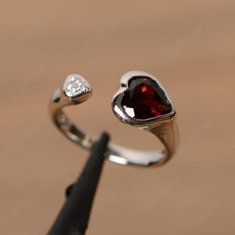 Heart Shaped Garnet Open Rings - Palmary