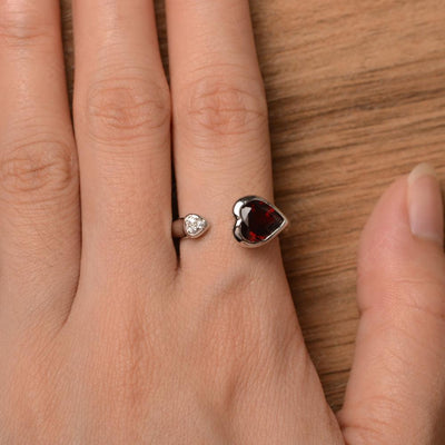 Heart Shaped Garnet Open Rings - Palmary