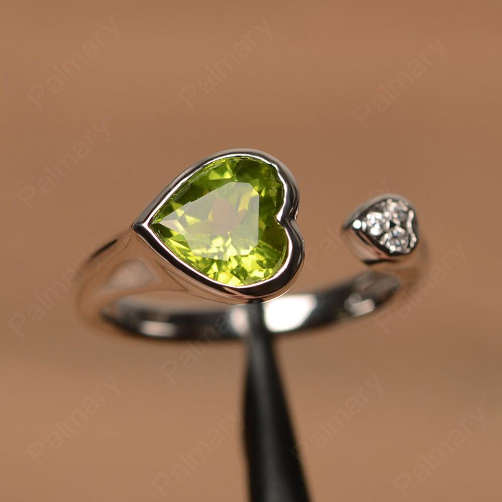 Heart Shaped Peridot Open Rings - Palmary