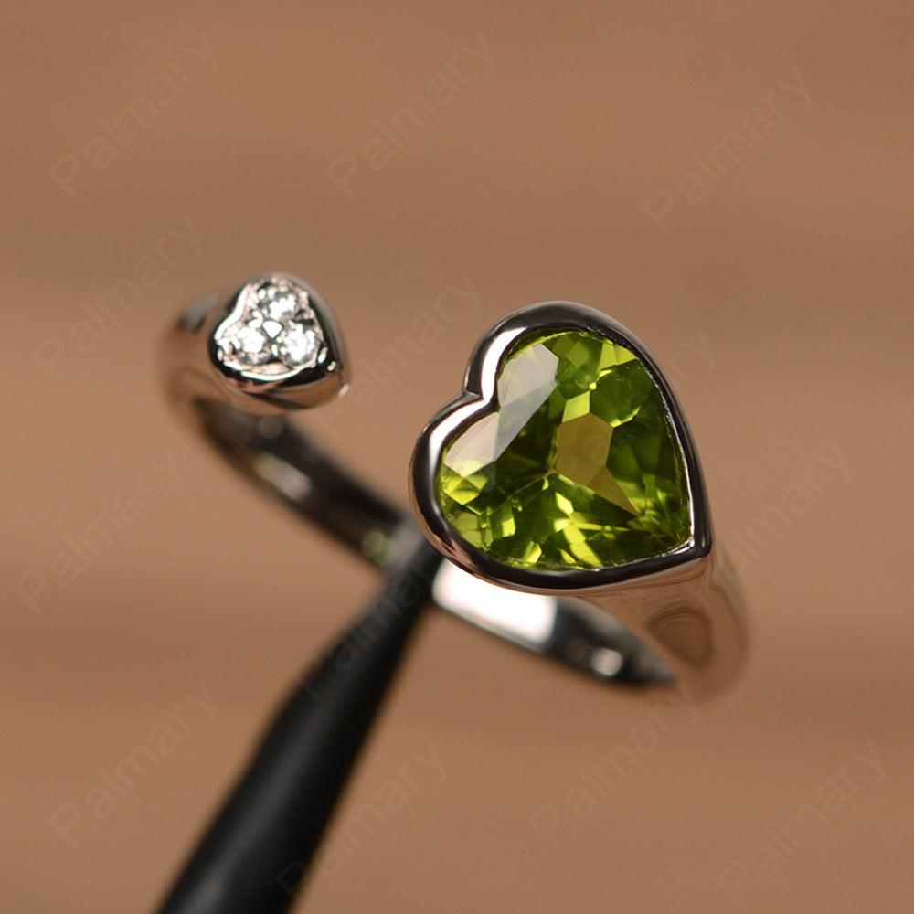 Heart Shaped Peridot Open Rings - Palmary