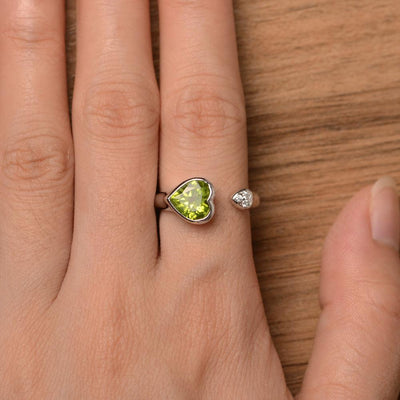 Heart Shaped Peridot Open Rings - Palmary