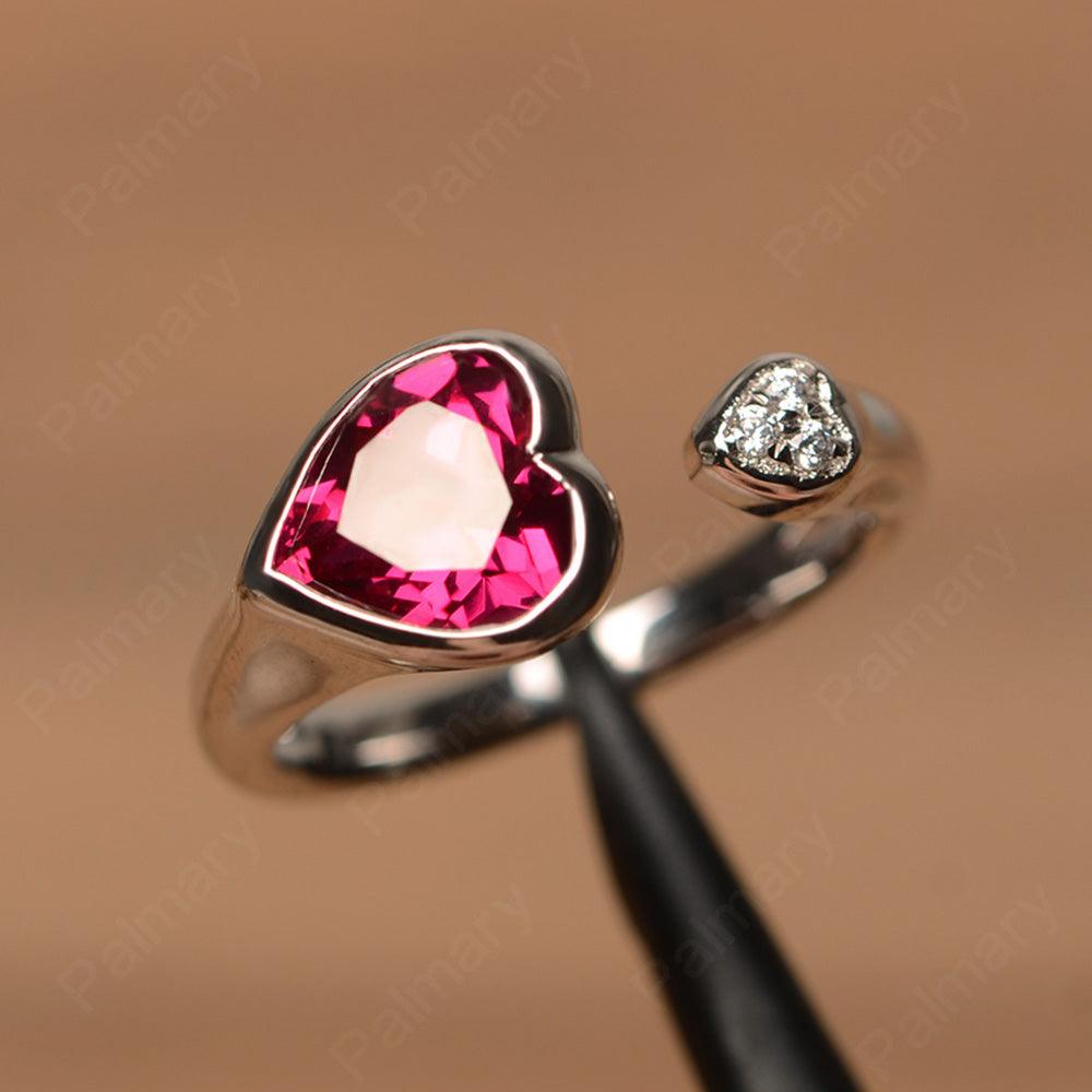 Heart Shaped Ruby Open Rings - Palmary