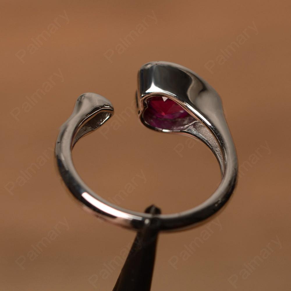 Heart Shaped Ruby Open Rings - Palmary