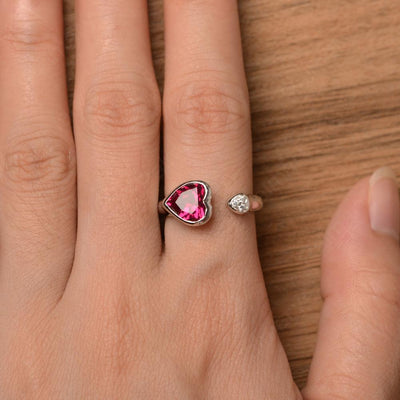 Heart Shaped Ruby Open Rings - Palmary