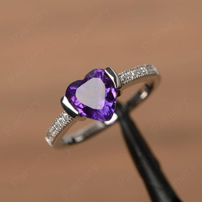 Heart Shaped Amethyst Engagement Rings - Palmary