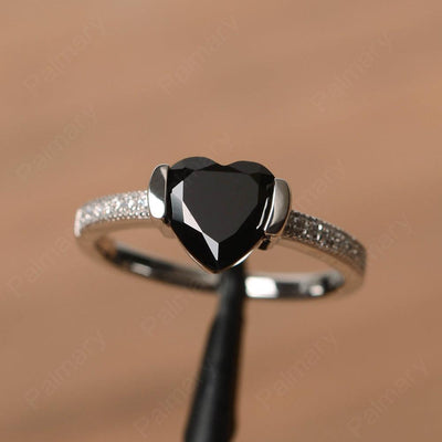 Heart Shaped Black Spinel Engagement Rings - Palmary