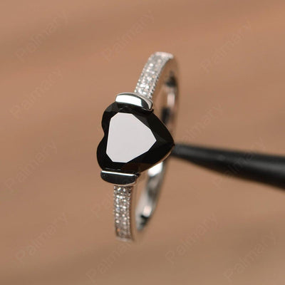 Heart Shaped Black Spinel Engagement Rings - Palmary