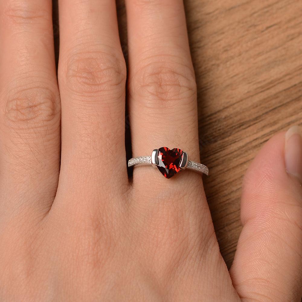 Heart Shaped Garnet Engagement Rings - Palmary