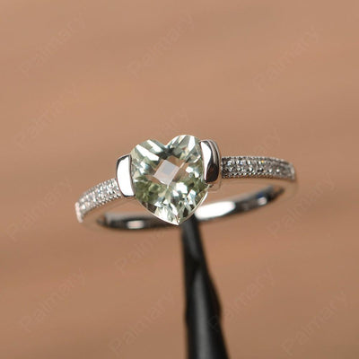 Heart Shaped Green Amethyst Engagement Rings - Palmary