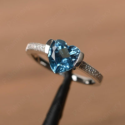 Heart Shaped London Blue Topaz Engagement Rings - Palmary