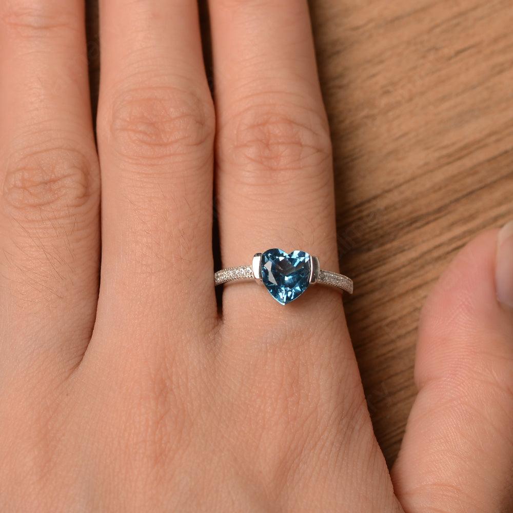 Heart Shaped London Blue Topaz Engagement Rings - Palmary