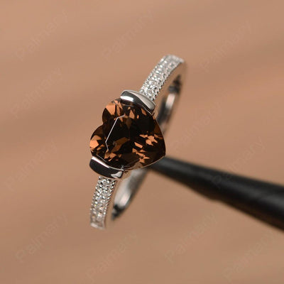 Heart Shaped Smoky Quartz  Engagement Rings - Palmary